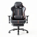 Ergonomic gaming chair with adjustable headrest and lumbar support in black and red