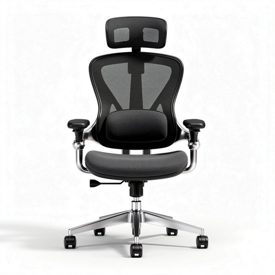 Mesh ergonomic office chair with adjustable lumbar support and chrome base