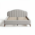 Upholstered bed frame with wooden slats in light gray 200 x 160 x 100cm