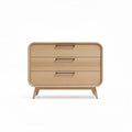 Wooden chest of drawers with three storage compartments in natural finish 80 x 40 x 75cm