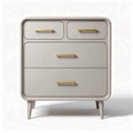 Modern gray nightstand with three drawers and gold handles 60 x 45 x 70cm