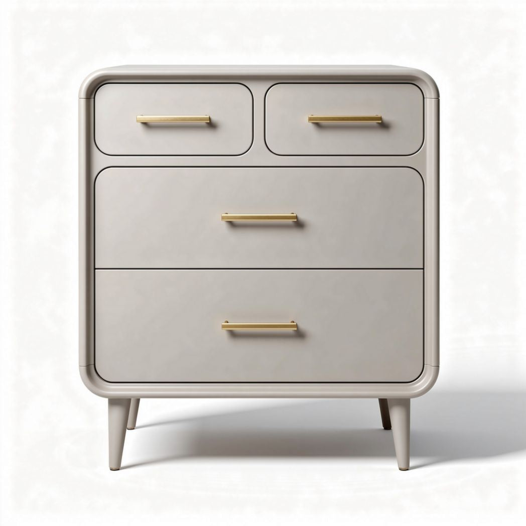 Modern gray nightstand with three drawers and gold handles 60 x 45 x 70cm
