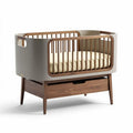 Wooden crib with removable side rails and storage drawer 90 x 50 x 70cm