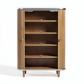 Wooden cabinet with four shelves and metal accents 80 x 40 x 120cm