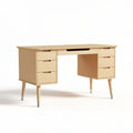 Natural wood desk with four drawers and streamlined design 120 x 60 x 75cm
