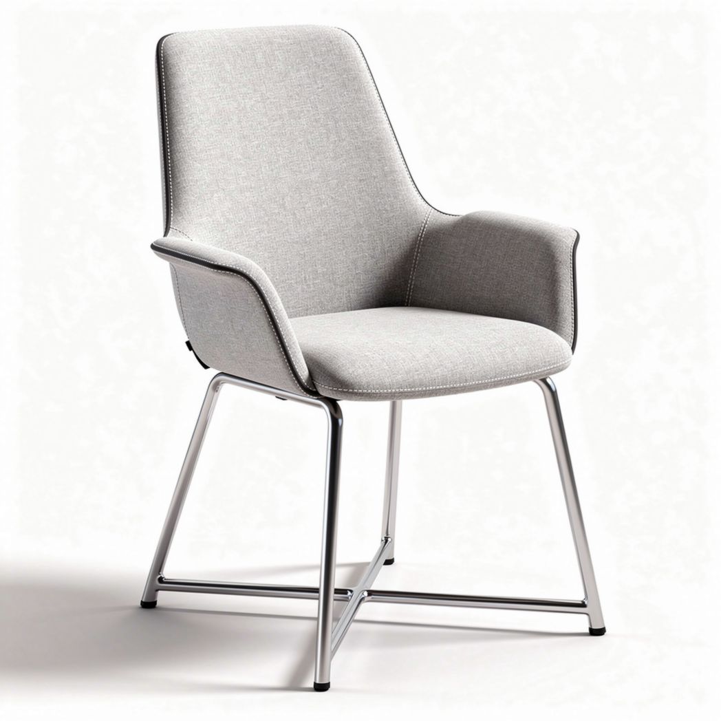 Fabric upholstered dining chair with stainless steel frame in light gray 65 x 65 x 85cm
