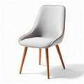 Upholstered dining chair with wood legs in light gray fabric 45 x 50 x 90cm