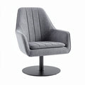 Swivel accent chair in gray fabric with metal base 80 x 75 x 92cm