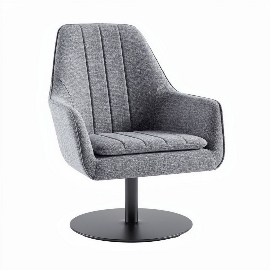 Swivel accent chair in gray fabric with metal base 80 x 75 x 92cm
